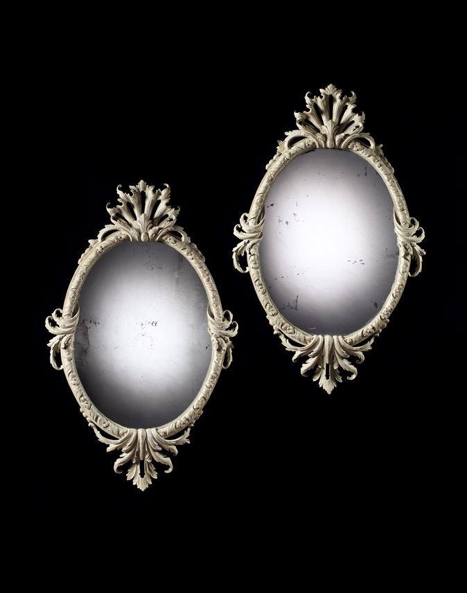 A PAIR OF GEORGE II PAINTED OVAL MIRRORS | MasterArt